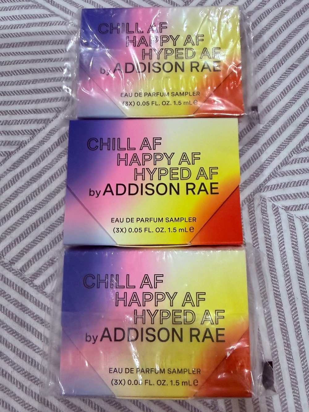 Addison Rae perfume sample bundle chill AF happy AF hyped AF 9 spray bottles new